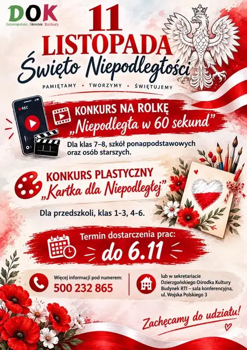 Dzierzgoń świętuje Niepodległość: dwa konkursy dla dzieci, młodzieży i dorosłych