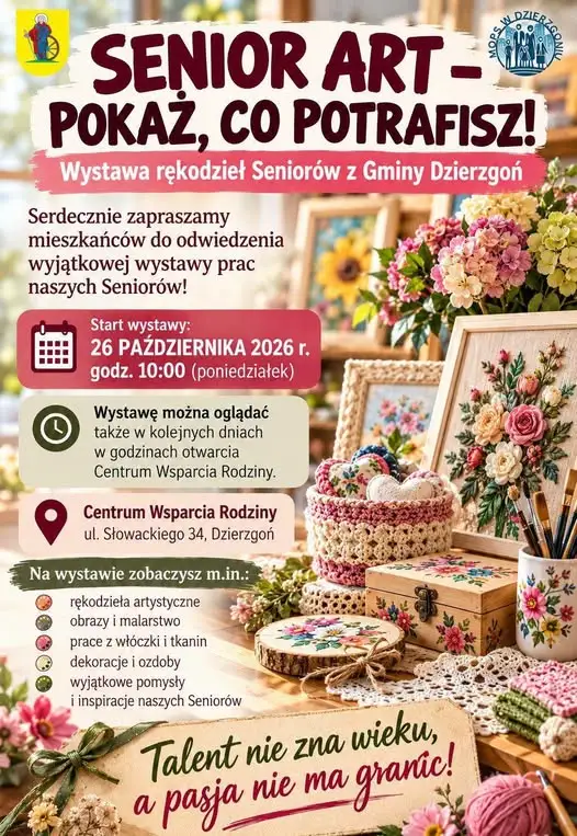 Wystawa rękodzieł seniorów z gminy Dzierzgoń – otwarcie 26 października