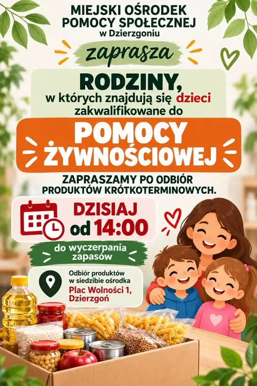 Dzierzgoń: dziś wydawka żywności dla rodzin z dziećmi w MOPS
